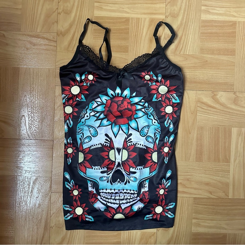 Y2K Lace Skull Cami